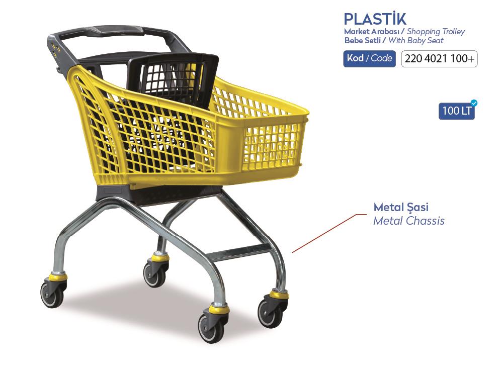 Plastik Market Arabası (Metal Şasi) Bebe Setli